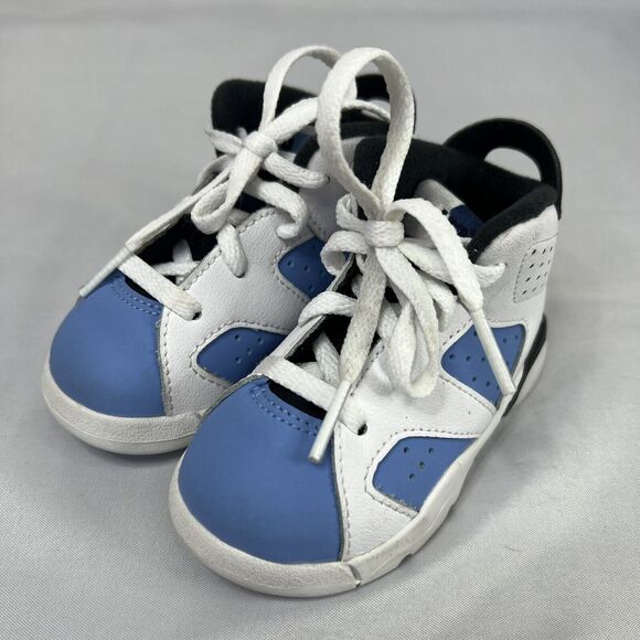 Nike Air Jordan 6 Retro UNC Toddler Shoes Size 5C White Blue DV3606-410 - Picture 2 of 10